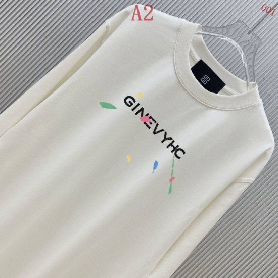 ジバンシー ロゴプリント クルーネック 長袖スウェットシャツ Tシャツ オフホワイト ブラック メンズ レディース