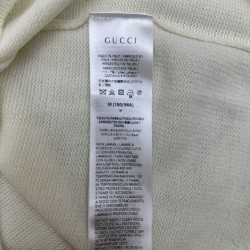 GUCCI グッチ 2026秋冬新作 センターリブ 織りストライプ フルジップ ウールニットセーター クリーム白 男女兼用