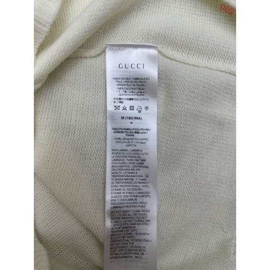 GUCCI グッチ 2026秋冬新作 センターリブ 織りストライプ フルジップ ウールニットセーター クリーム白 男女兼用