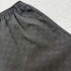 GUCCI グッチ 2026春夏新作 GGモノグラム 暗紋ジャカード イージーロングパンツ ブラック 男女兼用