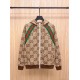 GUCCI グッチ 2026早春新作 ジャンボGG スーパーGG 総柄 ウェビングライン（赤緑） ジップアップ フーディ パーカー キャメル 男女兼用