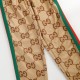 GUCCI グッチ 2026早春新作 ジャンボGG スーパーGG 総柄 ウェビングライン（赤緑） ジョガーパンツ トラックパンツ キャメル 男女兼用