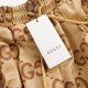 GUCCI グッチ 2026早春新作 ジャンボGG スーパーGG 総柄 ウェビングライン（赤緑） ジョガーパンツ トラックパンツ キャメル 男女兼用