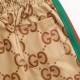 GUCCI グッチ 2026早春新作 ジャンボGG スーパーGG 総柄 ウェビングライン（赤緑） ジョガーパンツ トラックパンツ キャメル 男女兼用