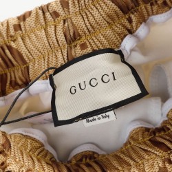 GUCCI グッチ 2026早春新作 ジャンボGG スーパーGG 総柄 ウェビングライン（赤緑） ジョガーパンツ トラックパンツ キャメル 男女兼用
