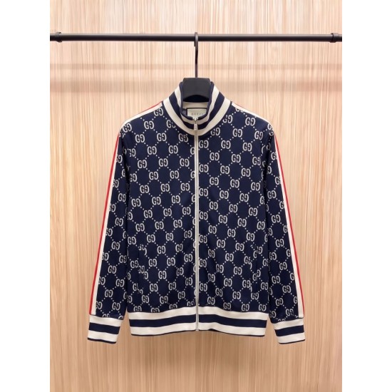 GUCCI グッチ ダブルG 総柄 スタンドカラー トラックジャケット ジャージ ブルゾン ブラック×レッド 男女兼用