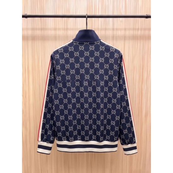 GUCCI グッチ ダブルG 総柄 スタンドカラー トラックジャケット ジャージ ブルゾン ブラック×レッド 男女兼用