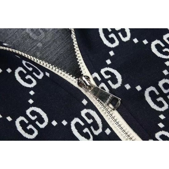 GUCCI グッチ ダブルG 総柄 スタンドカラー トラックジャケット ジャージ ブルゾン ブラック×レッド 男女兼用
