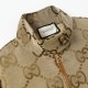GUCCI グッチ ダブルG GGキャンバス レザーディテール スタンドカラー ジップアップ ジャケット ブルゾン ベージュ×エボニー 男女兼用