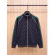 GUCCI グッチ 早春コレクション GG総柄 ニットジャージ トラックジャケット ブルゾン ダークネイビー×グレー 男女兼用