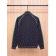 GUCCI グッチ 早春コレクション GG総柄 ニットジャージ トラックジャケット ブルゾン ダークネイビー×グレー 男女兼用