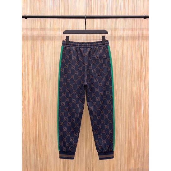 GUCCI グッチ 早春コレクション GG総柄 ニットジャージ トラックパンツ ジョガーパンツ ダークネイビー×グレー 男女兼用