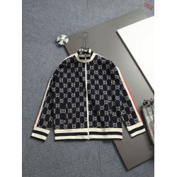 GUCCI グッチ 1980年代レトロ ダブルG 総柄 モノグラム フルジップ スタンドカラー スウェットジャケット ブラック 男女兼用