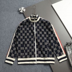 GUCCI グッチ 1980年代レトロ ダブルG 総柄 モノグラム フルジップ スタンドカラー スウェットジャケット ブラック 男女兼用