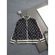GUCCI グッチ 1980年代レトロ ダブルG 総柄 モノグラム フルジップ スタンドカラー スウェットジャケット ブラック 男女兼用