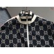 GUCCI グッチ 1980年代レトロ ダブルG 総柄 モノグラム フルジップ スタンドカラー スウェットジャケット ブラック 男女兼用