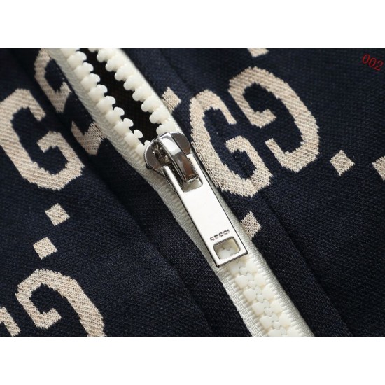 GUCCI グッチ 1980年代レトロ ダブルG 総柄 モノグラム フルジップ スタンドカラー スウェットジャケット ブラック 男女兼用