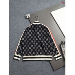 GUCCI グッチ 1980年代レトロ ダブルG 総柄 モノグラム フルジップ スタンドカラー スウェットジャケット ブラック 男女兼用