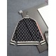 GUCCI グッチ 1980年代レトロ ダブルG 総柄 モノグラム フルジップ スタンドカラー スウェットジャケット ブラック 男女兼用