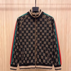 GUCCI グッチ ダブルG 総柄 赤緑ウェビングライン スタンドカラー トラックジャケット ジャージ ブルゾン ブラック×マルチカラー 男女兼用