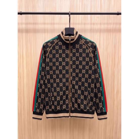 GUCCI グッチ ダブルG 総柄 赤緑ウェビングライン スタンドカラー トラックジャケット ジャージ ブルゾン ブラック×マルチカラー 男女兼用