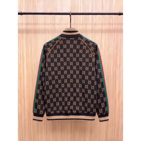 GUCCI グッチ ダブルG 総柄 赤緑ウェビングライン スタンドカラー トラックジャケット ジャージ ブルゾン ブラック×マルチカラー 男女兼用