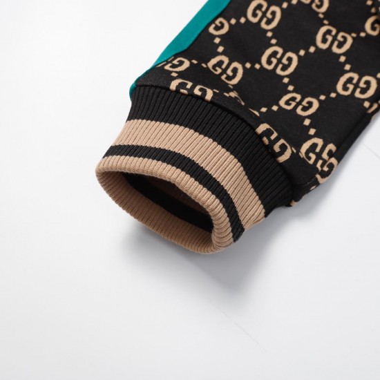 GUCCI グッチ ダブルG 総柄 赤緑ウェビングライン スタンドカラー トラックジャケット ジャージ ブルゾン ブラック×マルチカラー 男女兼用