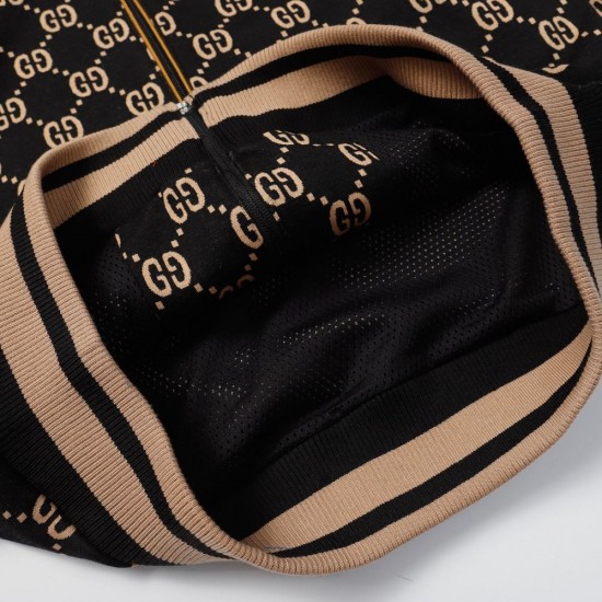 GUCCI グッチ ダブルG 総柄 赤緑ウェビングライン スタンドカラー トラックジャケット ジャージ ブルゾン ブラック×マルチカラー 男女兼用