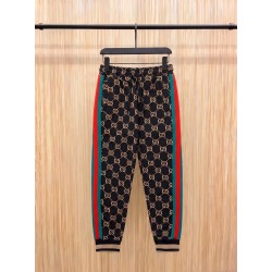 GUCCI グッチ ダブルG 総柄 赤緑ウェビングライン ジョガーパンツ トラックパンツ ブラック×マルチカラー 男女兼用