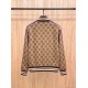 GUCCI グッチ 最新秋冬モデル ダブルG総柄 レッド＆ブルー ウェビングライン スタンドカラー トラックジャケット ジャージ ブルゾン キャメル 男女兼用