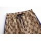 GUCCI グッチ 最新秋冬モデル ダブルG総柄 レッド＆ブルー ウェビングライン ジョガーパンツ トラックパンツ キャメル 男女兼用
