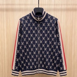 LOUIS VUITTON ルイヴィトン モノグラム 総柄 提花ジャカード ニットセーター トラックジャケット ブルゾン スタンドカラー 男女兼用