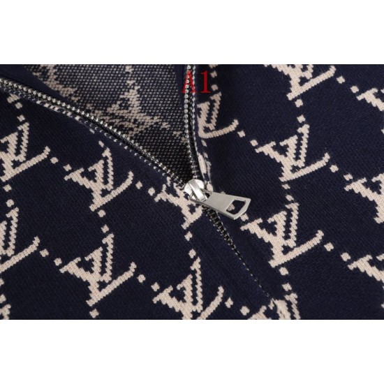 LOUIS VUITTON ルイヴィトン モノグラム 総柄 提花ジャカード ニットセーター トラックジャケット ブルゾン スタンドカラー 男女兼用