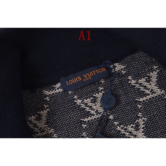 LOUIS VUITTON ルイヴィトン モノグラム 総柄 提花ジャカード ニットセーター トラックジャケット ブルゾン スタンドカラー 男女兼用