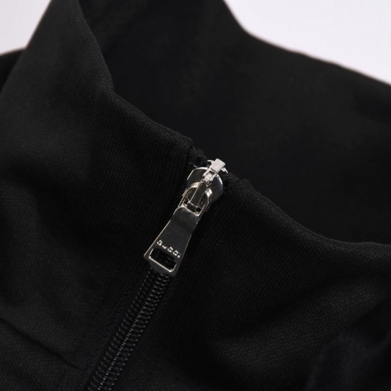 GUCCI グッチ 暗紋GGロゴ ジャカード パイソン調スリーブ 切替 スタンドカラー トラックジャケット ジップアップ ブルゾン ブラック 男女兼用