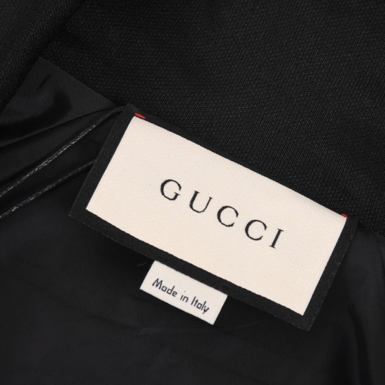 GUCCI グッチ 暗紋GGロゴ ジャカード パイソン調スリーブ 切替 スタンドカラー トラックジャケット ジップアップ ブルゾン ブラック 男女兼用