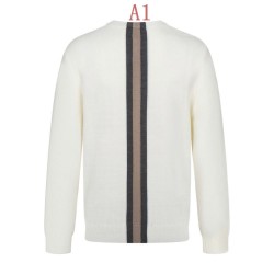 グッチ 26FW センターライン 縦縞織りテープ クルーネック ニット セーター オフホワイト ブラック メンズ レディース