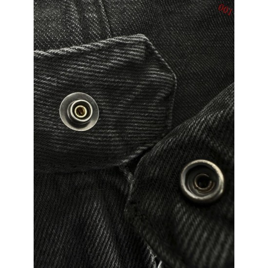 GUCCI グッチ ウォッシュド デニムジャケット ジップアップ ブルゾン スタンドカラー 赤緑ウェビングライン ブラック メンズ