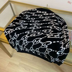 GUCCI グッチ 2026早春新作 ウェーブGG モノグラム 鹿の子編み クルーネック ニットセーター プルオーバー ブラック×ホワイト 男女兼用