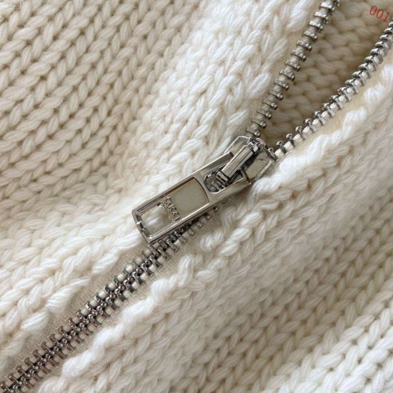 グッチ ウェビングテープ GG刺繍 ウールニット ジップカーディガン ジャケット アイボリー メンズ レディース