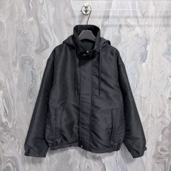 グッチ リバーシブル コットンツイル GG総柄 ジップアップ フーデッドジャケット ブルゾン 黒 メンズ レディース