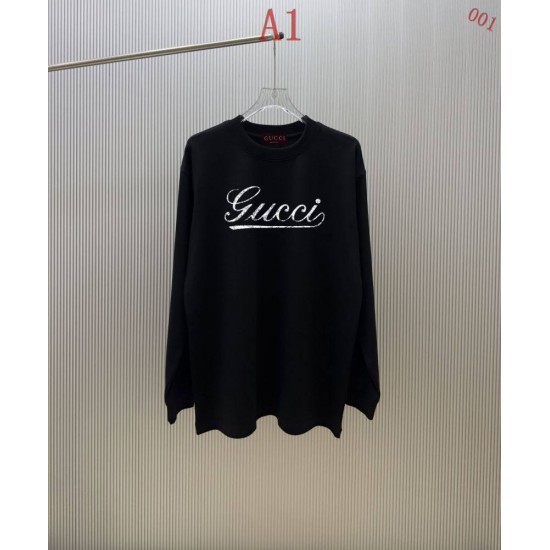 グッチ ロゴプリント クルーネック 長袖スウェットシャツ Tシャツ オフホワイト ブラック メンズ レディース
