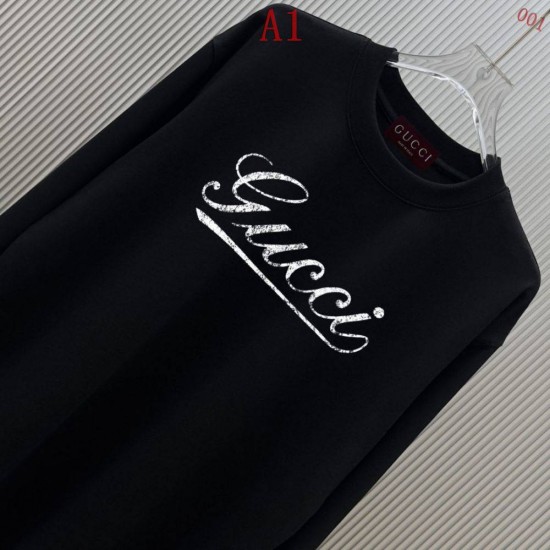 グッチ ロゴプリント クルーネック 長袖スウェットシャツ Tシャツ オフホワイト ブラック メンズ レディース
