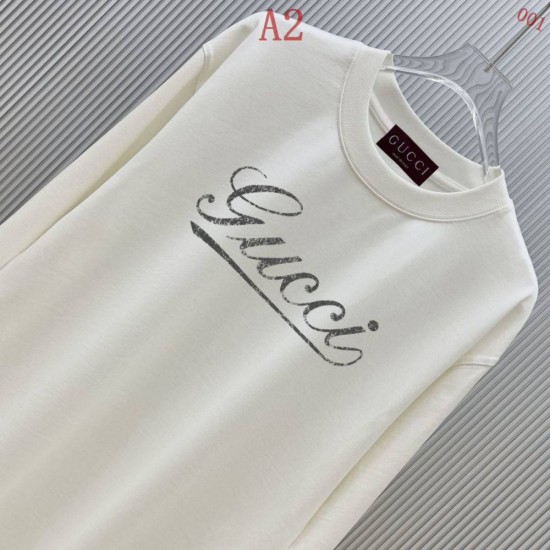 グッチ ロゴプリント クルーネック 長袖スウェットシャツ Tシャツ オフホワイト ブラック メンズ レディース