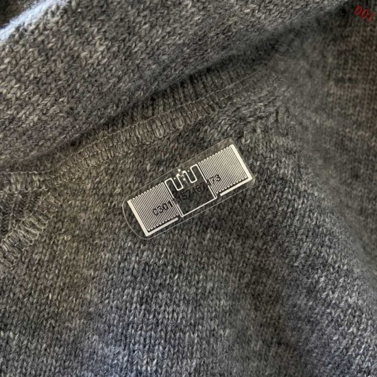 GUCCI グッチ フロントロゴ 刺繍 ニットフーディー パーカー グレー × ピンク ウールブレンド 男女兼用 肖戦同款