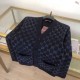 GUCCI グッチ ダブルフェイス ウール モノグラム GG総柄 Vネック カーディガン ニットセーター ダークネイビー 男女兼用