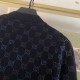 GUCCI グッチ ダブルフェイス ウール モノグラム GG総柄 Vネック カーディガン ニットセーター ダークネイビー 男女兼用