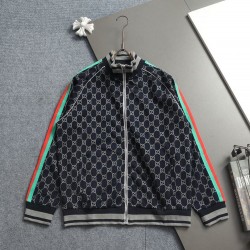 GUCCI グッチ 80s レトロ ダブルG総柄 シェリーライン スタンドカラー トラックジャケット ジップアップ ブルゾン ブラック 男女兼用
