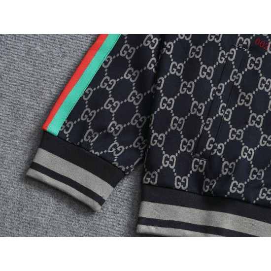GUCCI グッチ 80s レトロ ダブルG総柄 シェリーライン スタンドカラー トラックジャケット ジップアップ ブルゾン ブラック 男女兼用