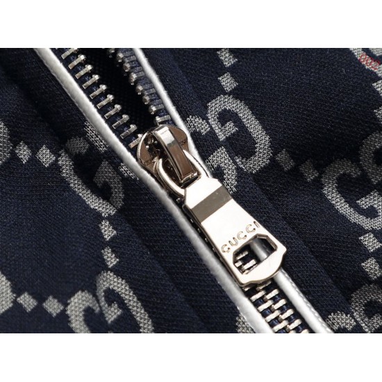 GUCCI グッチ 80s レトロ ダブルG総柄 シェリーライン スタンドカラー トラックジャケット ジップアップ ブルゾン ブラック 男女兼用